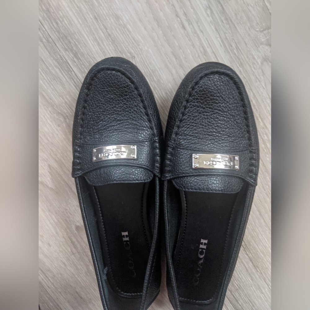 COACH Women’s Black Leather Penny Loafers - Picture 7 of 9